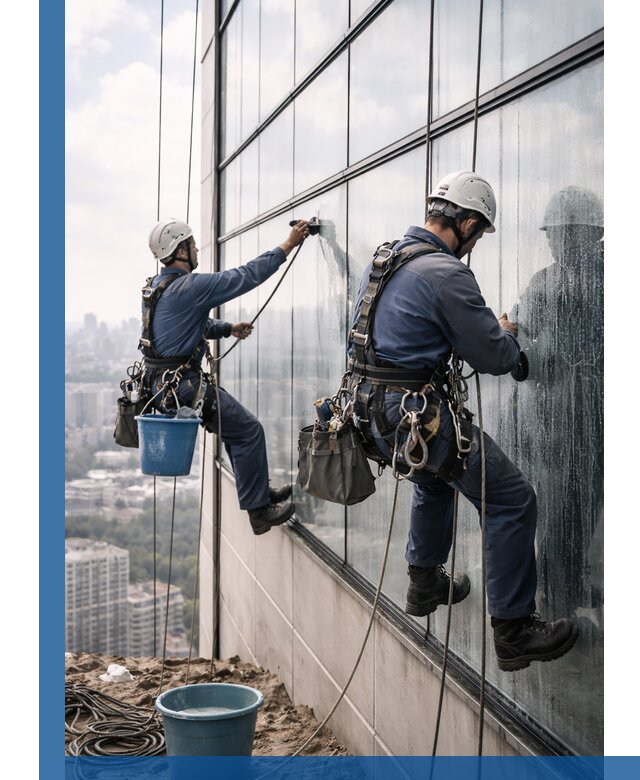 Профессиональная мойка фасадных окон альпинистами в Кингисеппе