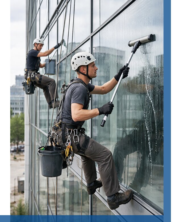 Мойка витражей альпинистами в Кингисеппе от 727 р. под ключ|ВЫСОТНИК-Кгп