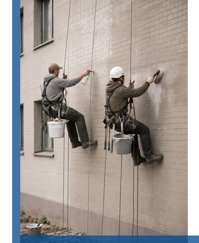Удаление высолов с фасада зданий в Кингисеппе без повреждений и следов