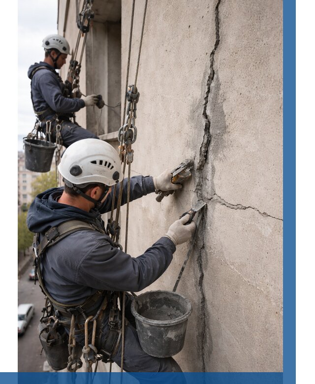 Заделка трещин на фасаде в Кингисеппе от 935 р. | ВЫСОТНИК-Кгп