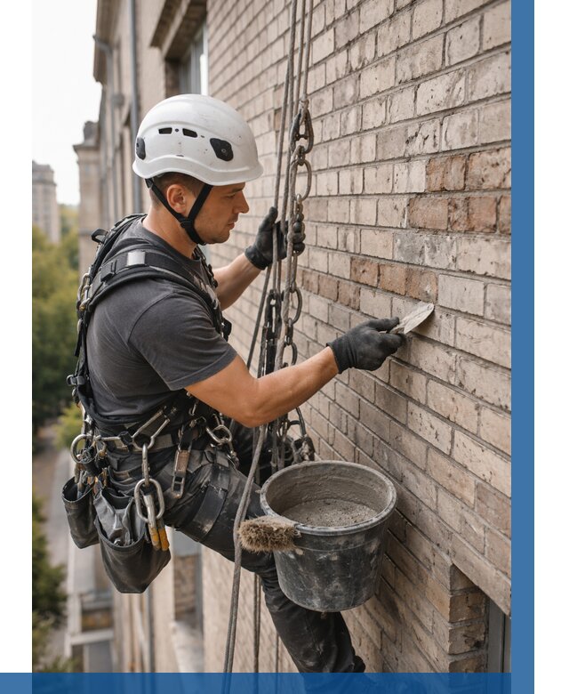 Ремонт кирпичной кладки фасада в Кингисеппе от 1869 р. | ВЫСОТНИК-Кгп