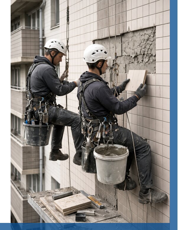 Ремонт облицовки фасада плиткой в Кингисеппе от 1869 р. | ВЫСОТНИК-Кгп