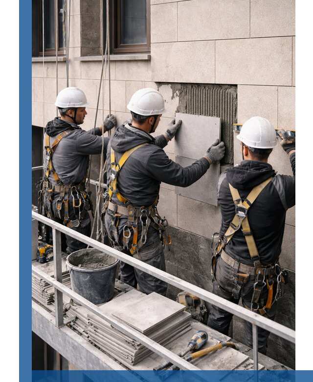 Ремонт облицовки фасада плиткой в Кингисеппе с гарантией