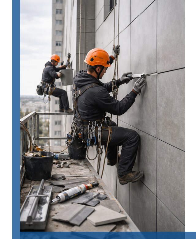 Профессиональный ремонт фасада из керамогранита в Кингисеппе