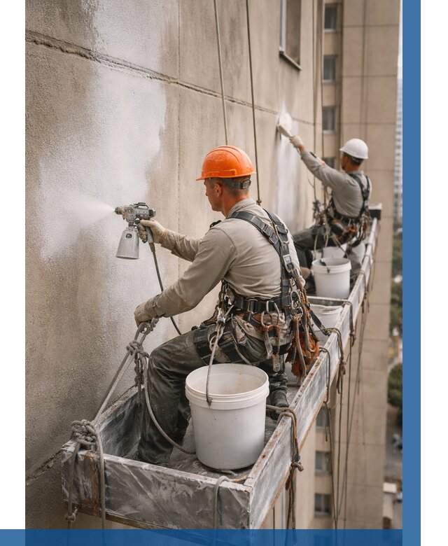 Грунтовка фасада на высоте в Кингисеппе от 125 р. | ВЫСОТНИК-Кгп