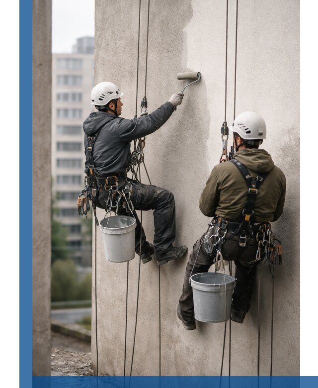 Покраска фасадов высотными альпинистами в Кингисеппе с гарантией