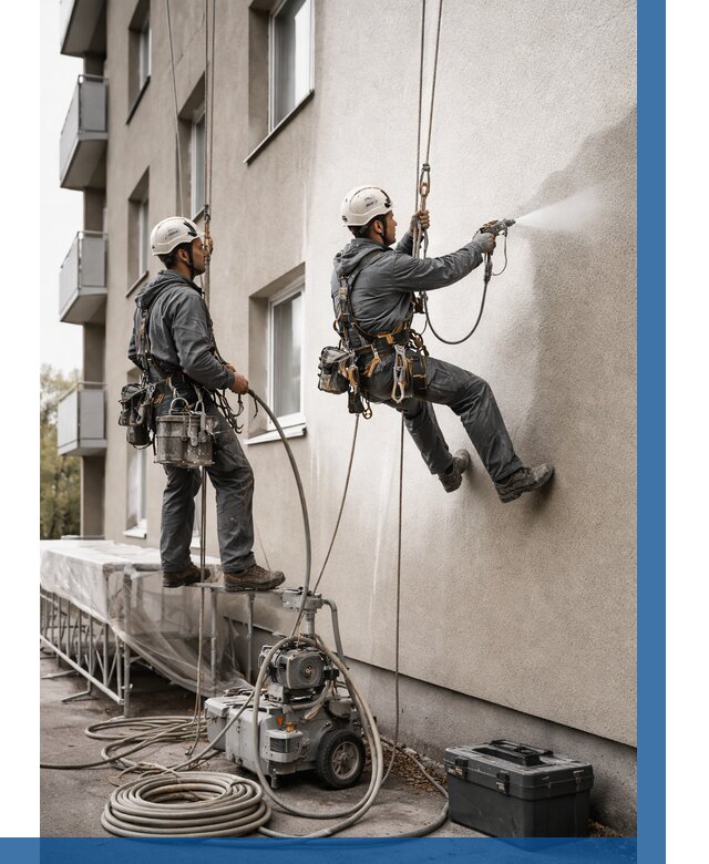 Безвоздушная покраска фасада в Кингисеппе от 228 р/м² | ВЫСОТНИК-Кгп