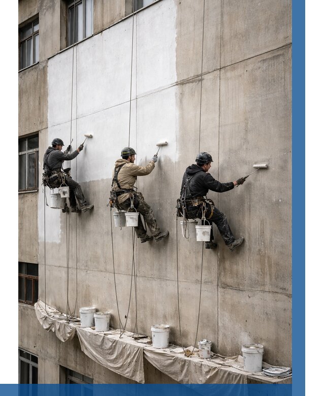 Покраска бетонного фасада в Кингисеппе от 363 р за м2 | ВЫСОТНИК-Кгп