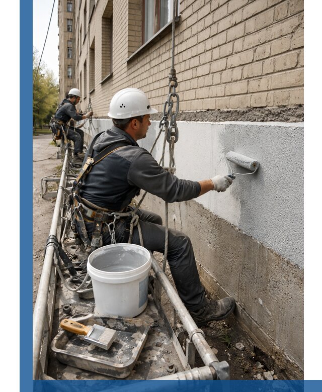 Окраска цоколя здания в Кингисеппе профессионально и надежно