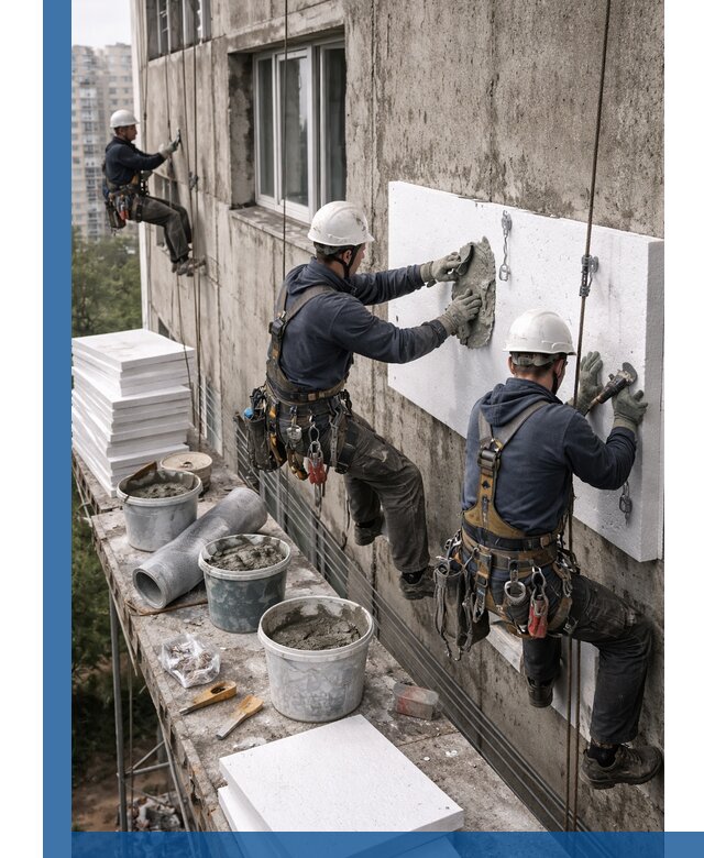 Утепление фасада пенополистиролом в Кингисеппе под ключ