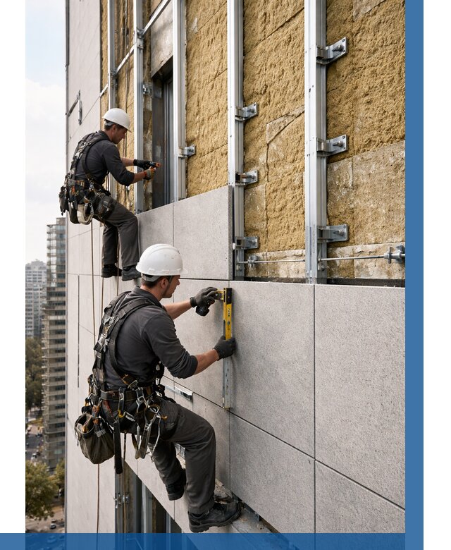 Монтаж вентилируемого фасада в Кингисеппе от 3634 р. | ВЫСОТНИК-Кгп