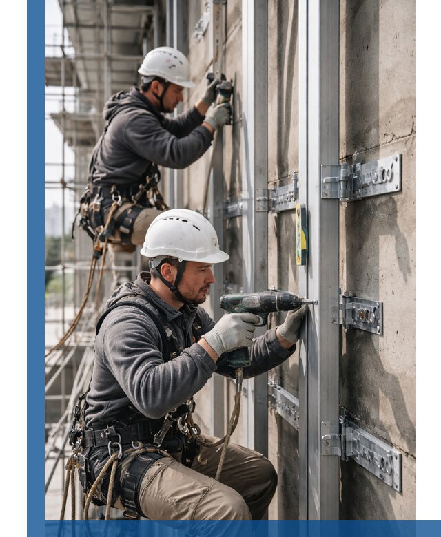 Монтаж и крепление подсистемы вентфасада в Кингисеппе