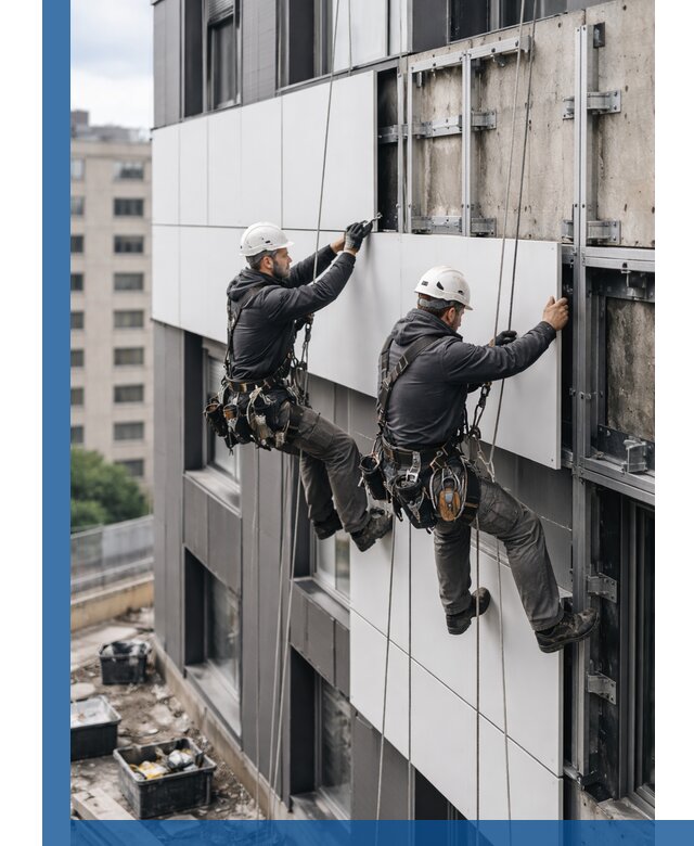 Монтаж композитных панелей фасада в Кингисеппе под ключ