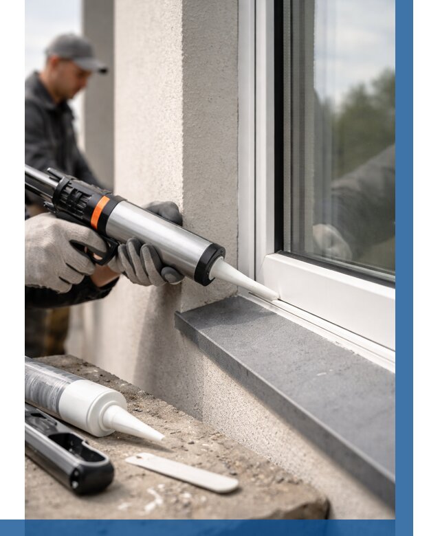 Герметизация монтажных швов окон в Кингисеппе от 675 р. | ВЫСОТНИК-Кгп