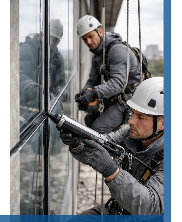 Герметизация витражных швов в Кингисеппе от 675 р. | ВЫСОТНИК-Кгп