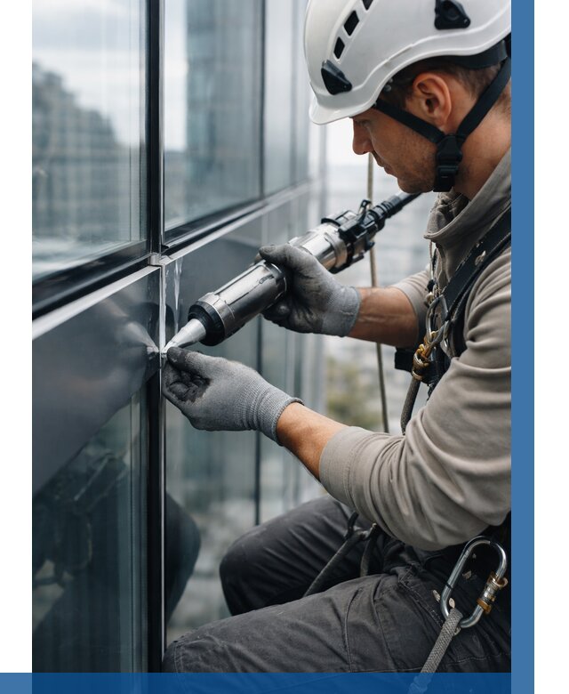 Герметизация стыков витража в Кингисеппе от 1246 р. | ВЫСОТНИК-Кгп