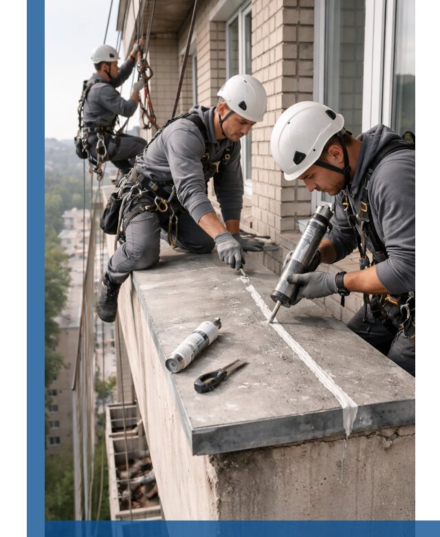 Герметизация балконного козырька в Кингисеппе профессионально