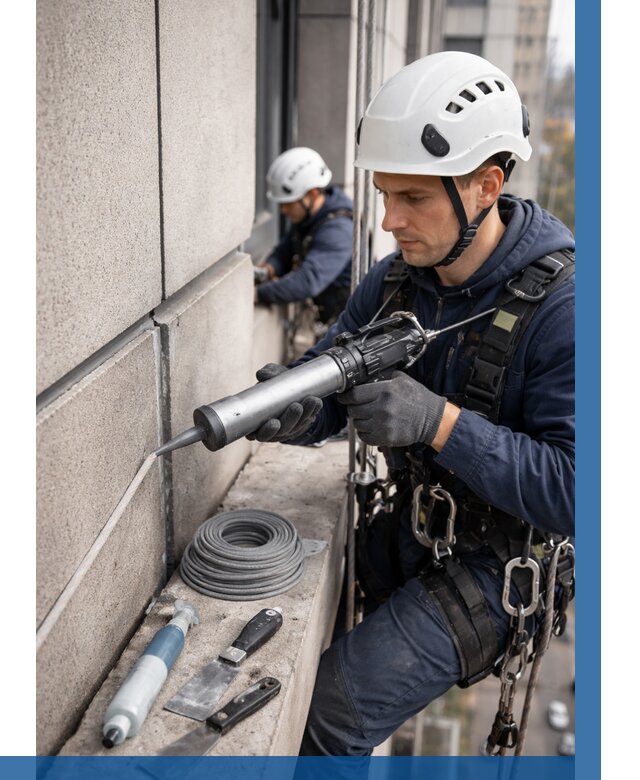 Герметизация деформационных швов фасада в Кингисеппе от 727 | ВЫСОТНИК-Кгп