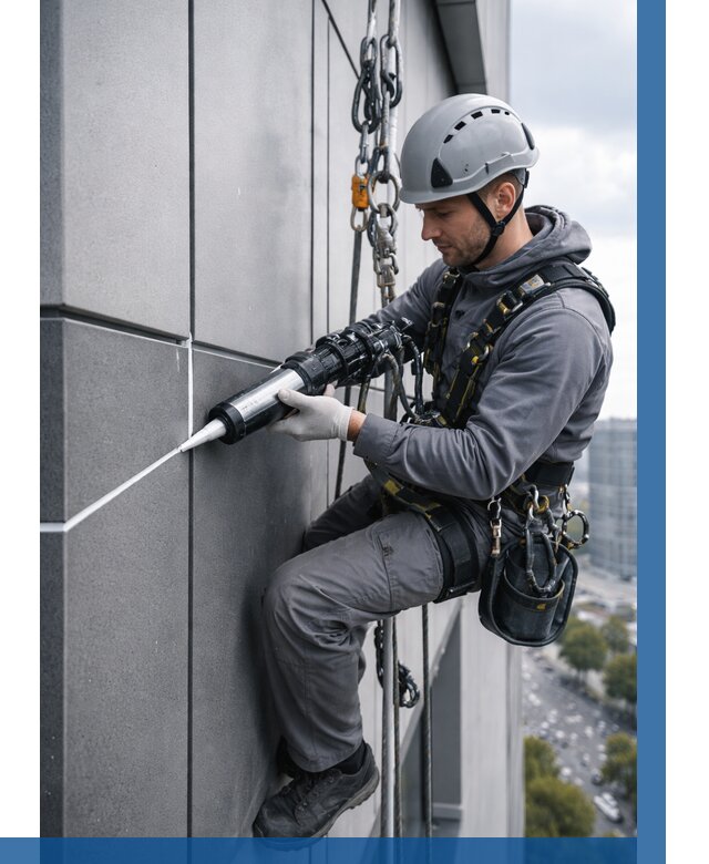 Герметизация стыков фасадных панелей в Кингисеппе от 6750 р.| ВЫСОТНИК-Кгп