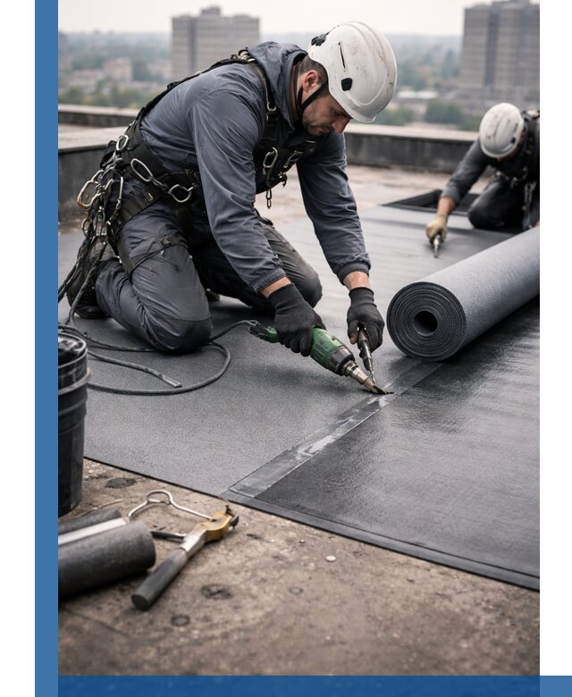 Ремонт мягкой кровли в Кингисеппе с выездом промальпинистов