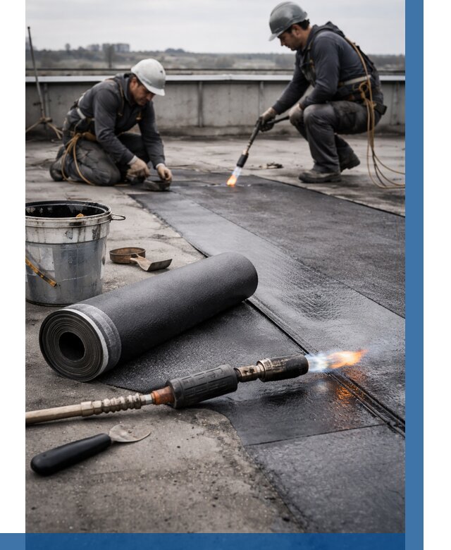 Ремонт рулонной кровли в Кингисеппе от 675 р. | ВЫСОТНИК-Кгп