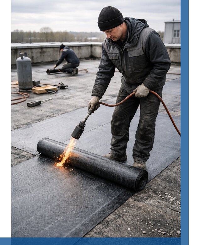 Ремонт наплавляемой кровли в Кингисеппе от 727 р. | ВЫСОТНИК-Кгп