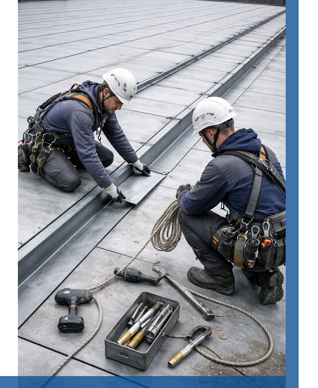 Ремонт фальцевой кровли в Кингисеппе от 727 р. | ВЫСОТНИК-Кгп