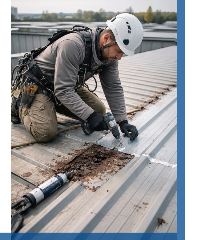 Ремонт профнастила на кровле в Кингисеппе от 727 р. | ВЫСОТНИК-Кгп