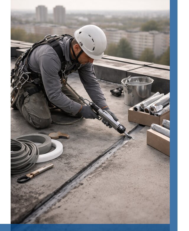 Герметизация швов кровли в Кингисеппе от 467 р./м2 | ВЫСОТНИК-Кгп