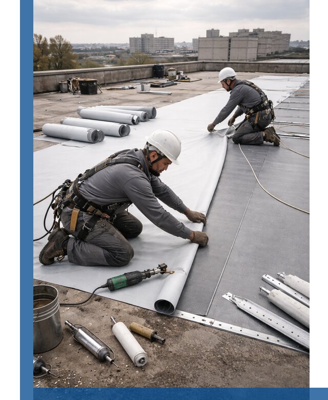 Монтаж мембранной кровли в Кингисеппе для промышленных зданий