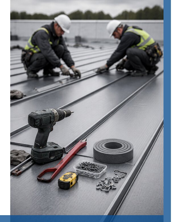 Монтаж фальцевой кровли в Кингисеппе от 1869 р. | ВЫСОТНИК-Кгп