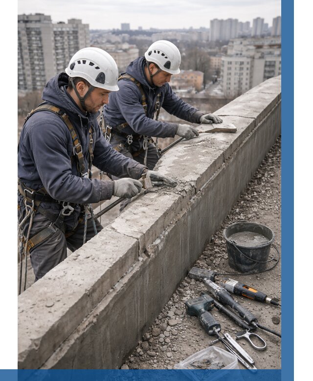 Ремонт парапета на кровле в Кингисеппе от 1558 р. | ВЫСОТНИК-Кгп