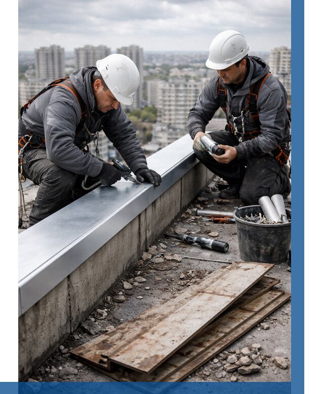 Замена парапетных крышек под ключ в Кингисеппе от 1246 р. | ВЫСОТНИК-Кгп