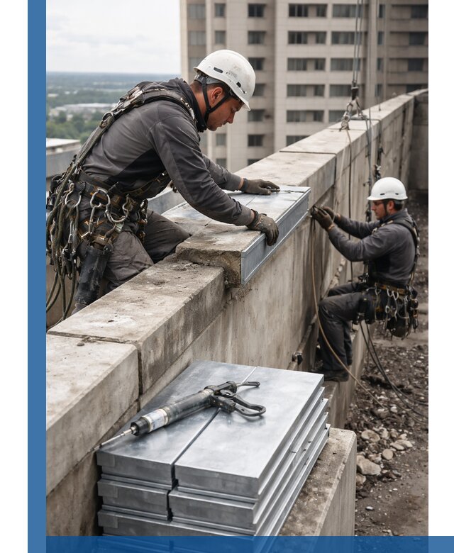 Замена парапетных крышек и установка новых в Кингисеппе