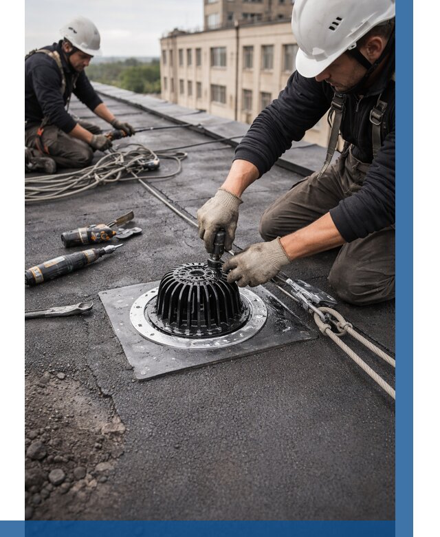 Установка водосточных воронок в Кингисеппе цена от 3634 р. | ВЫСОТНИК-Кгп