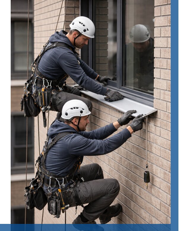 Монтаж оконных отливов под ключ в Кингисеппе от 3634 р. | ВЫСОТНИК-Кгп