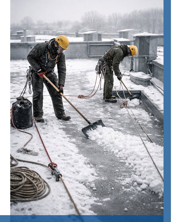 Очистка крыши от снега в Кингисеппе от 7788 р. | ВЫСОТНИК-Кгп