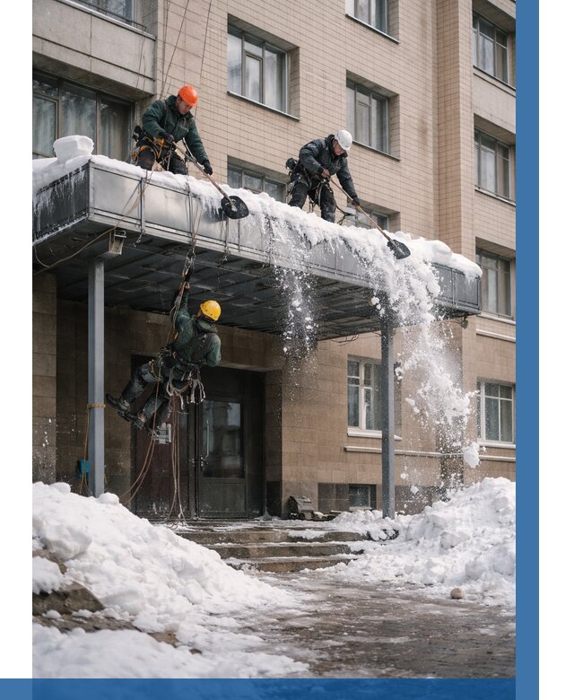 Очистка козырьков от снега в Кингисеппе от 3634 р. | ВЫСОТНИК-Кгп