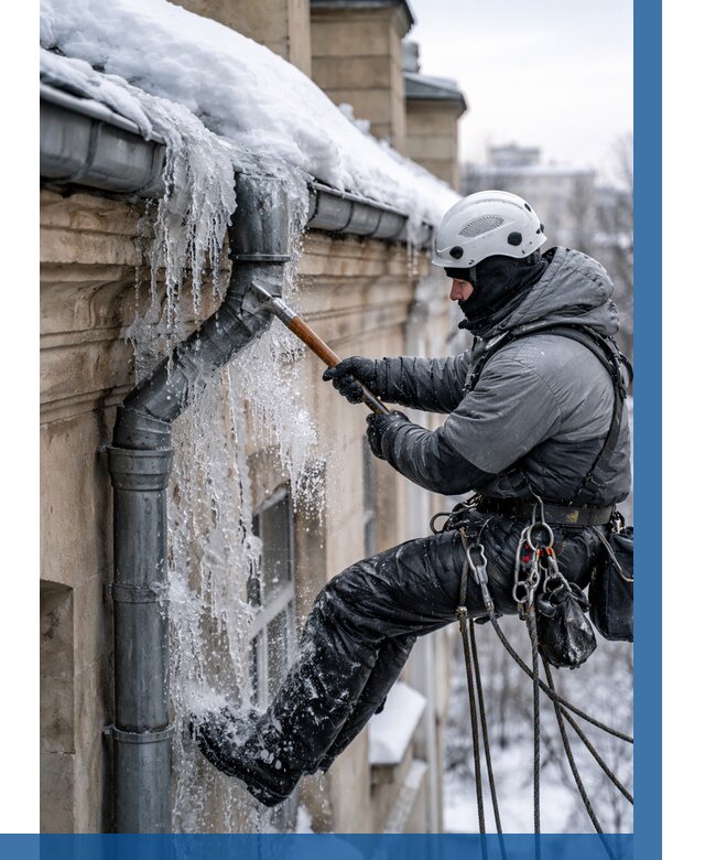 Очистка водостоков от льда в Кингисеппе от 3634 р. | ВЫСОТНИК-Кгп