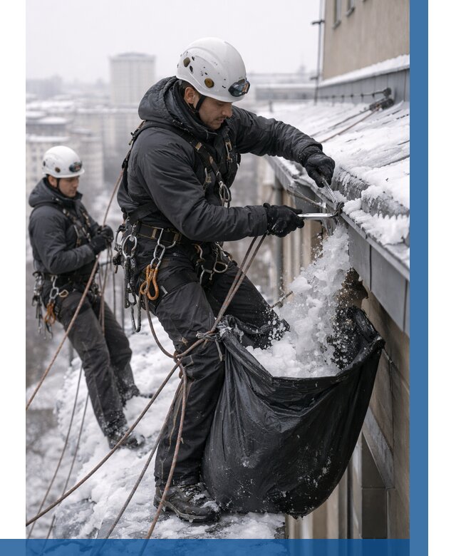 Аварийная очистка крыши в Кингисеппе под ключ от 312 р. | ВЫСОТНИК-Кгп