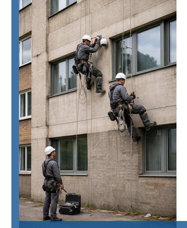 Монтаж фасадных камер видеонаблюдения в Кингисеппе под ключ
