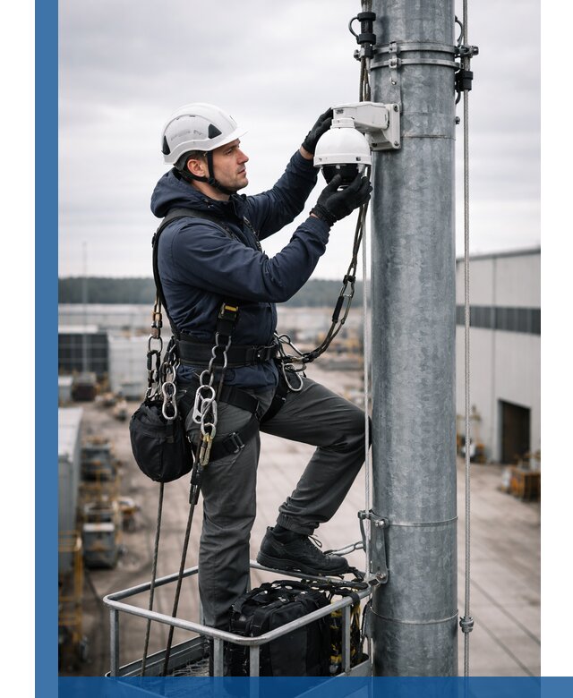 Профессиональная установка видеокамер на мачте в Кингисеппе