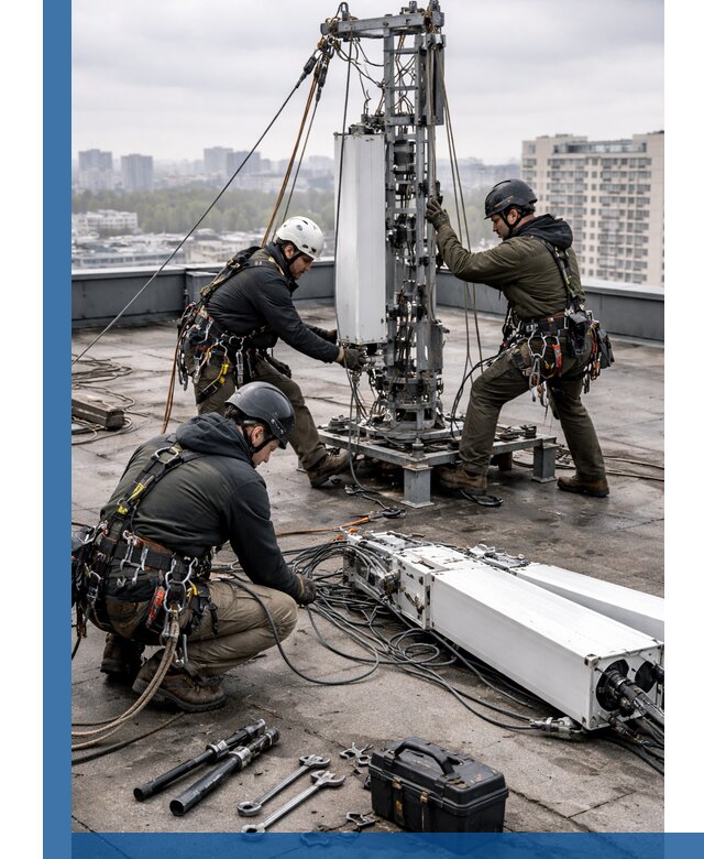 Демонтаж антенн на крыше зданий в Кингисеппе с гарантией