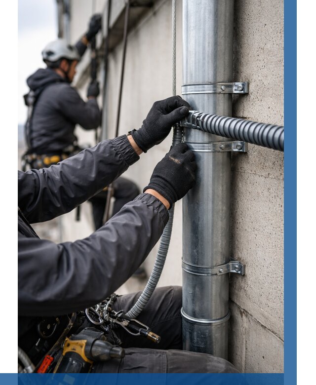 Монтаж гофры для кабеля в Кингисеппе от 312 р. | ВЫСОТНИК-Кгп