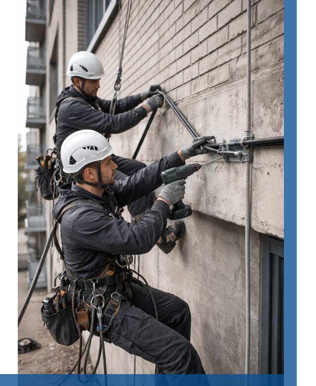 Крепление кабеля на фасаде в Кингисеппе от 363 р. | ВЫСОТНИК-Кгп