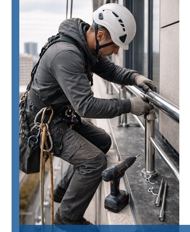 Монтаж ограждений на высоте в Кингисеппе для зданий и конструкций