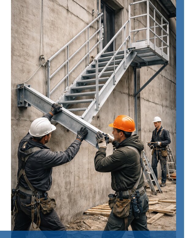 Монтаж металлических лестниц в Кингисеппе от 15576 р. | ВЫСОТНИК-Кгп