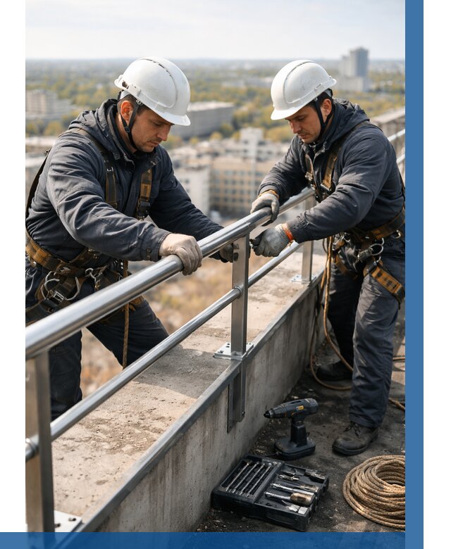 Монтаж перил на высоте в Кингисеппе от 2596 р. | ВЫСОТНИК-Кгп