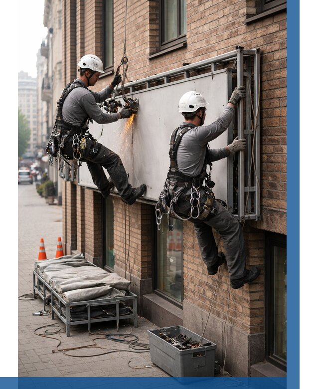 Демонтаж рекламной вывески в Кингисеппе от 6750 р. | ВЫСОТНИК-Кгп