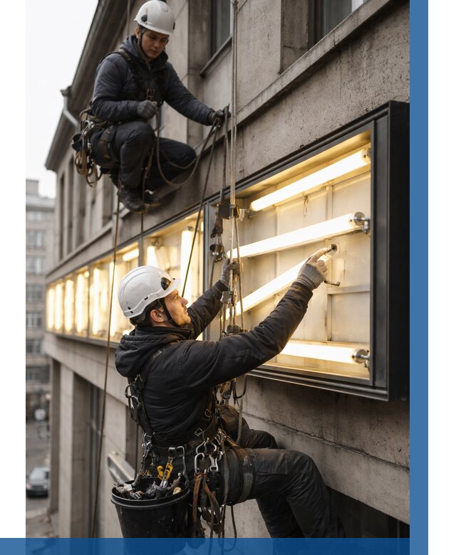 Замена ламп в вывеске в Кингисеппе под ключ от 3634 р. | ВЫСОТНИК-Кгп